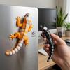 3D Geprinte Crested Gecko Figuur met Beweegbare Gewrichten Hagedis Koelkastmagneet Bureauornament Woonkantoor Decoratie voor Reptielenliefhebbers
