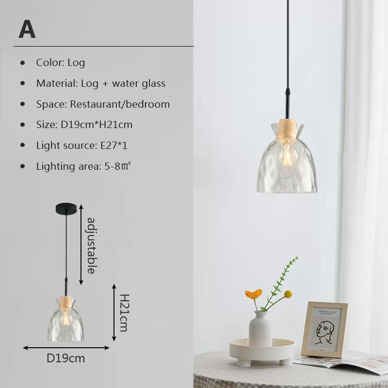 Nordic Glass Pendant Lights LED Wood Decorative Hanging Lamps For Dining Room Living Room Bedroom Study Indoor  Lighting Fixture