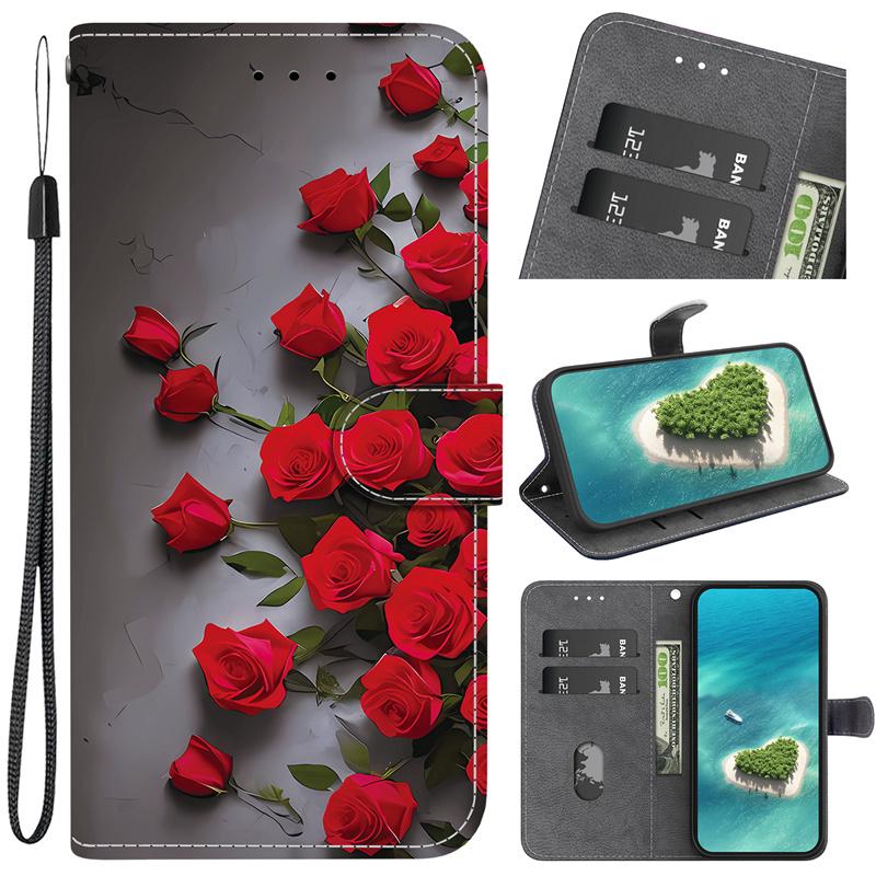 Note15/Note14Pro+ Cat Bear Case for Redmi 15C 14C 13C A5 A3 Note 15 14 13 Pro Plus 5G 4G Case Wallet Flip Stand Back Cover Strap