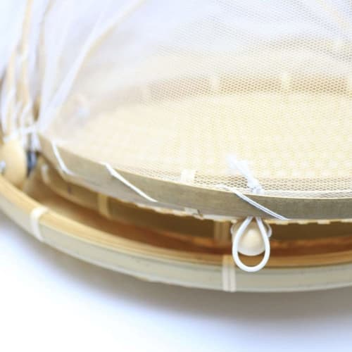 Bamboo Strainer, Green Bamboo Drainer, Wicker Strainer, Round Tray Strainer with Net, Round Shape with Adjustable Lid, Dustproof, Pest Control, Ventil
