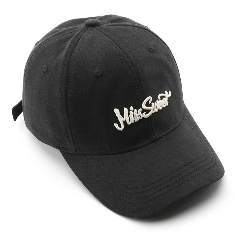 Hat Female Spring and Autumn Personality Retro Letter Embroidery Semi-hard Top Baseball Cap Outdoor Men's Travel Sunscreen Cap