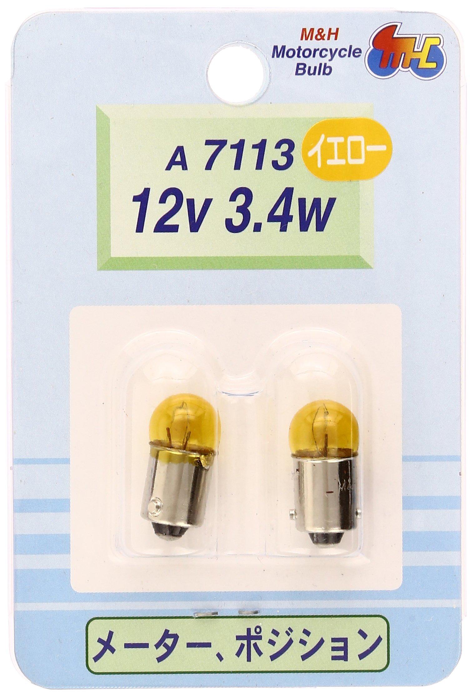 

M&H Matsushima Лампочка 12V3.4W G10 BA9S 2 шт. A7113YE Лампочка