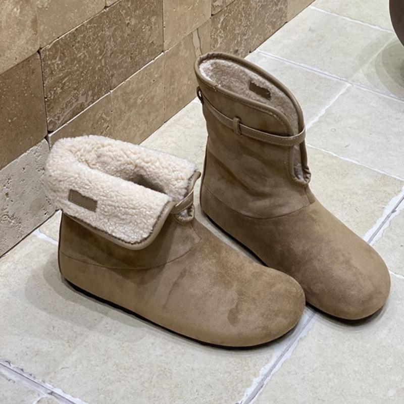 Ankle Snow Women's Boots Flats Fashion Casual Short Plush Shoes for Woman  Walking New Brand Cotton Shoes Warm Mujer Botas