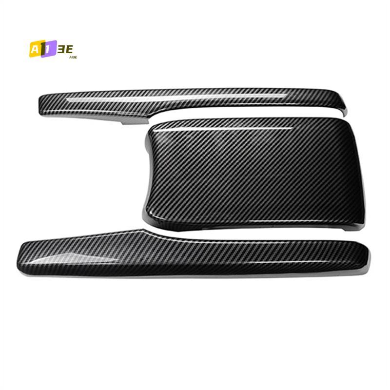 A03E-3 Pcs Car ABS Carbon Fiber Central Armrest Box Panel Cover For Honda Civic 2016-  Accessories Interior Parts carbon fiber color