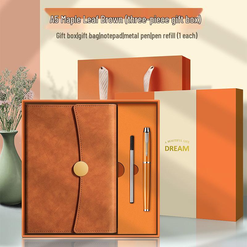 Conjunto de Presente Caderno A5 Dobrável em Três e Copo Térmico – Lembrança Corporativa Personalizada com Logotipo