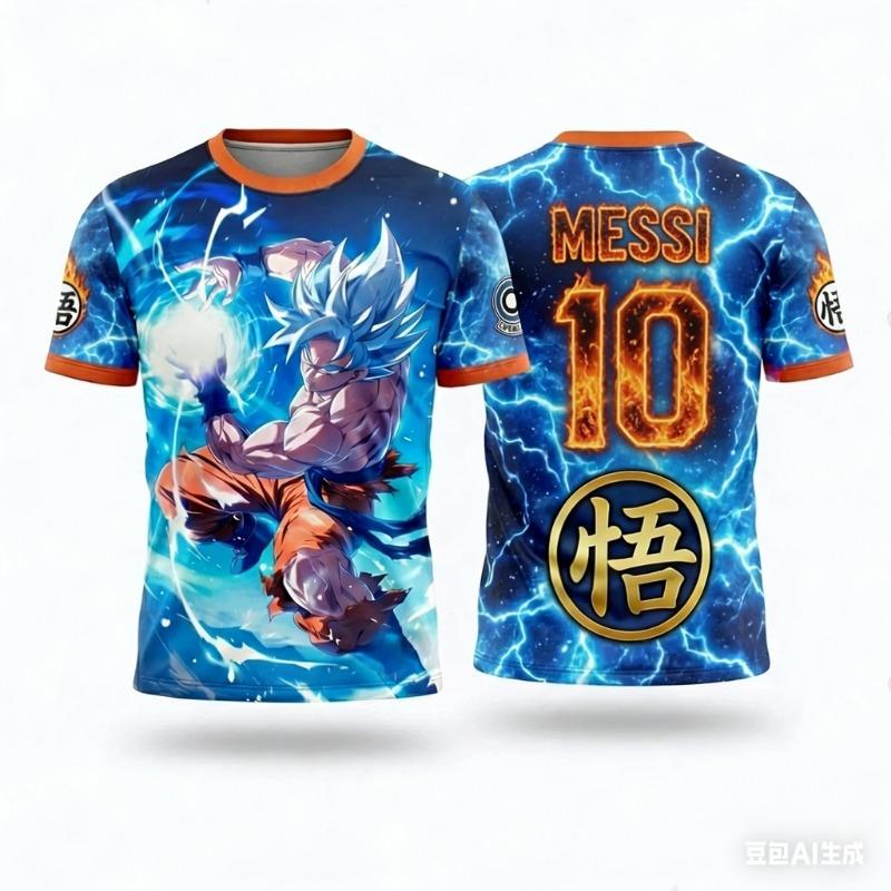 Popular Animal Dragon Ball Goku Football Superstar Messi Joint Jersey for Summer 2026 Adult and Children Sports Shirt