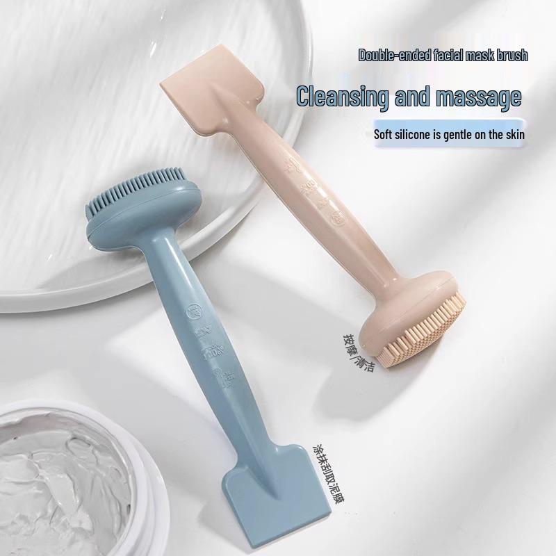 

Двусторонняя силиконовая кисть для маски: Инструмент для очищения кожи и массажа пор со скребком для грязевых масок. Summer Apricot