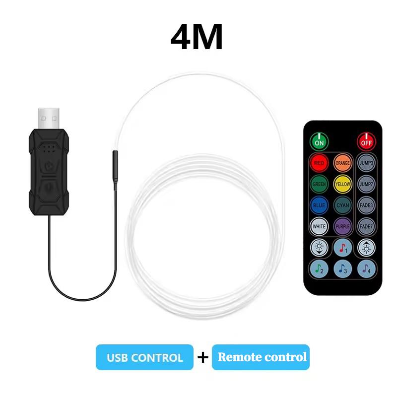 2/3/4/5M Car Interior Atmosphere Light RGB LED Light Strip Neon Invisible Light USB Fiber Optic Ambient Lamp Support APP Control