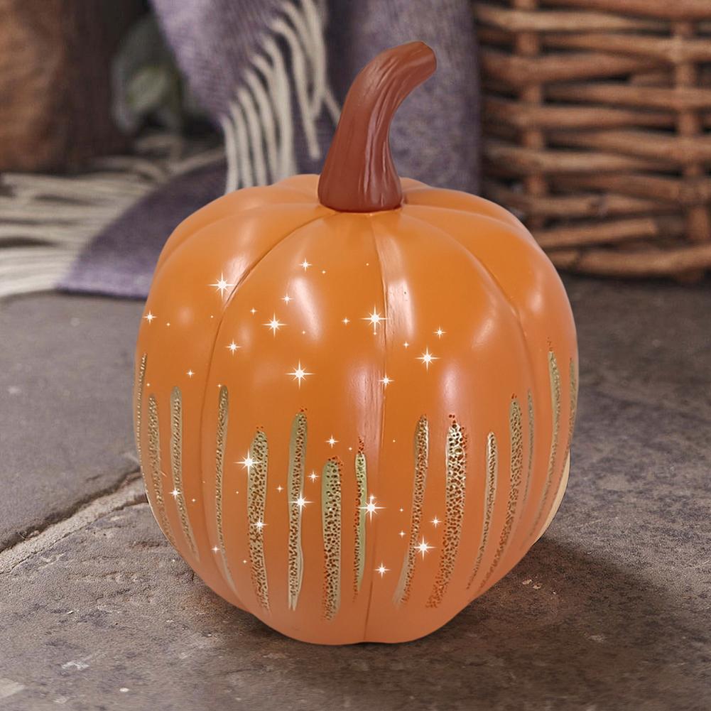 Light Up Halloween Pumpkin Ornament Decor Twinkle LED Pumpkin Light Resin Pumpkin Lamp for Halloween Party Home Decor