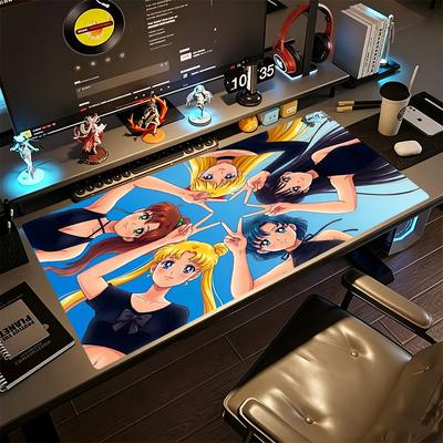 Sailor Moon Circle Gaming Mouse Pad Office Mouse Mats Office Mouse Mats Non-Slip Rubber Base Office and Gaming Desk Decoration