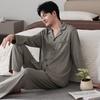 Pajamas Men's Spring and Autumn Cotton Long Sleeve 1011 New Dad Men's Autumn Thin Large Size Loungewear Set