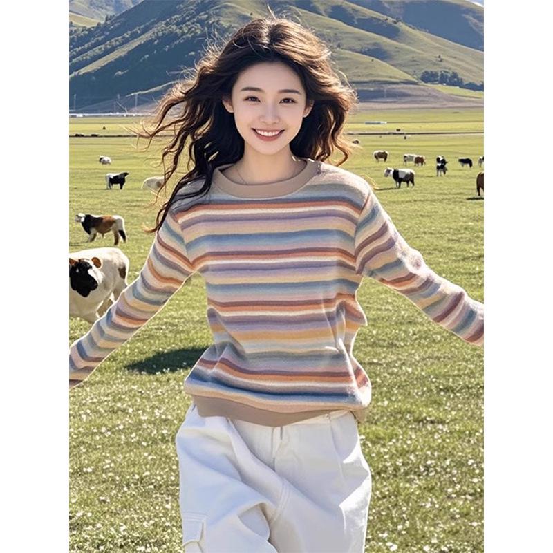 

Women s Autumn 2025 Gentle Style Petite Versailles Pullover - Korean Chic Top Small