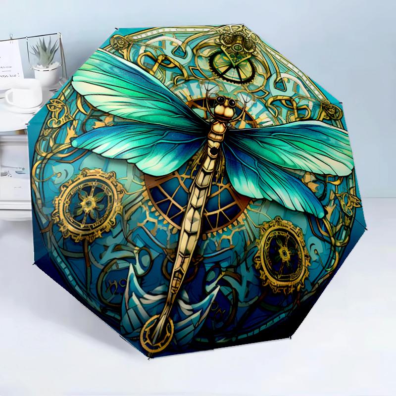 Dragonfly Artwork Design 8-Frame for Travel, Camping, Casual Lightweight Portable Umbrella, Essential for Every Family Holidays Birthday Gift
