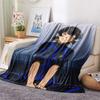 Blue Lock  Print Flannel Blanket, High quality Comfortable for All Seasons, Home Decor, Warmth and Comfort