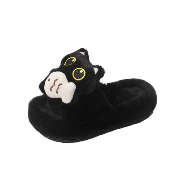 

Cartoon Cute Children Half Slippers Spring Cartoon Cat Plush Animal Design Comfortable Autumn Amd Winter Closed Toe Slipper 37