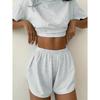 2026 New women's striped pajama set summer short sleeved T-shirt and shorts 2-piece set home wear casual loose round neck pajama
