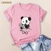 Tricouri cu panda de vară, tricou casual imprimat cu desene animate, machiaj panda, bluză cu tricou amuzant