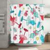 Colorful Sewing Pattern Shower Curtain With Pincushion And Needles Washable Fabric Waterproof Liner For Bathroom Decorations