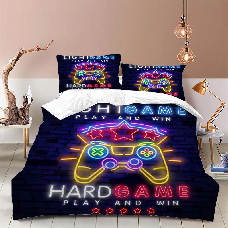 Comforter Teen /Boy/Kid Video Games Bedding Set Gaming Controller Pattern Design Comforter Decorative Game Gamepad Set