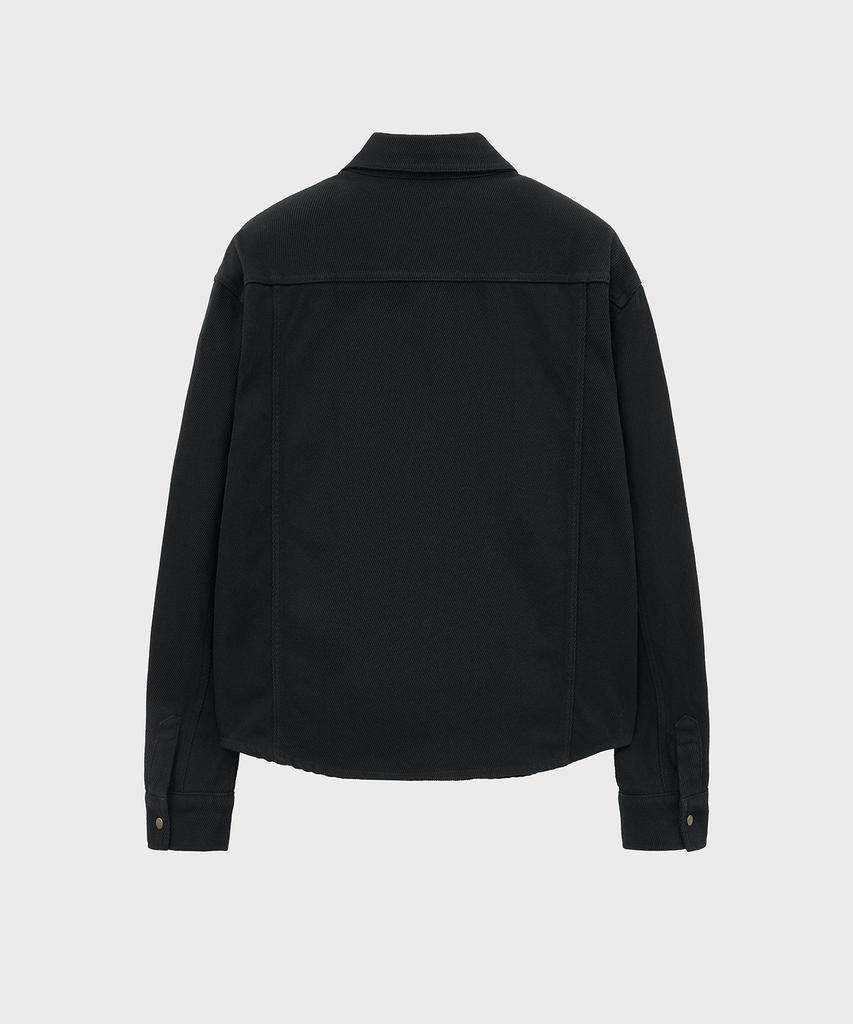 NOIRER Cotton Whipcord Washed Crop Shirt (Black)