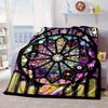 Stained Glass Pika Fantasy Blanket Flannel Blanket for bed, sofa, Camping, Hiking, Picnic Essentials, gift for family Fan gifts