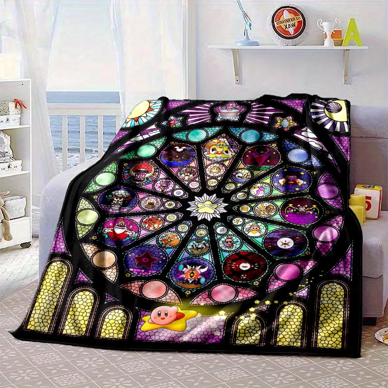 Stained Glass Pika Fantasy Blanket Flannel Blanket for bed, sofa, Camping, Hiking, Picnic Essentials, gift for family Fan gifts