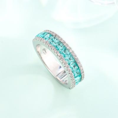 European and American Wedding Gifts Fashion Accessories Plated with Platinum Emerald Zircon Ring for Women