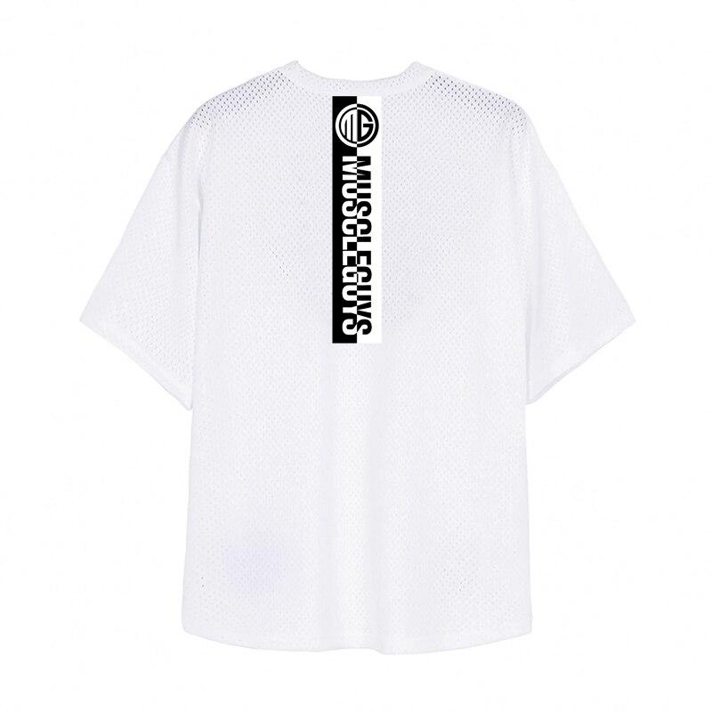 

Muscleguys Tide брендовая летняя мужская футболка с короткими рукавами из тонкой сетки с круглым вырезом, топы для фитнеса и бодибилдинга. Платье стильное, мягкое и удобное XXL белый