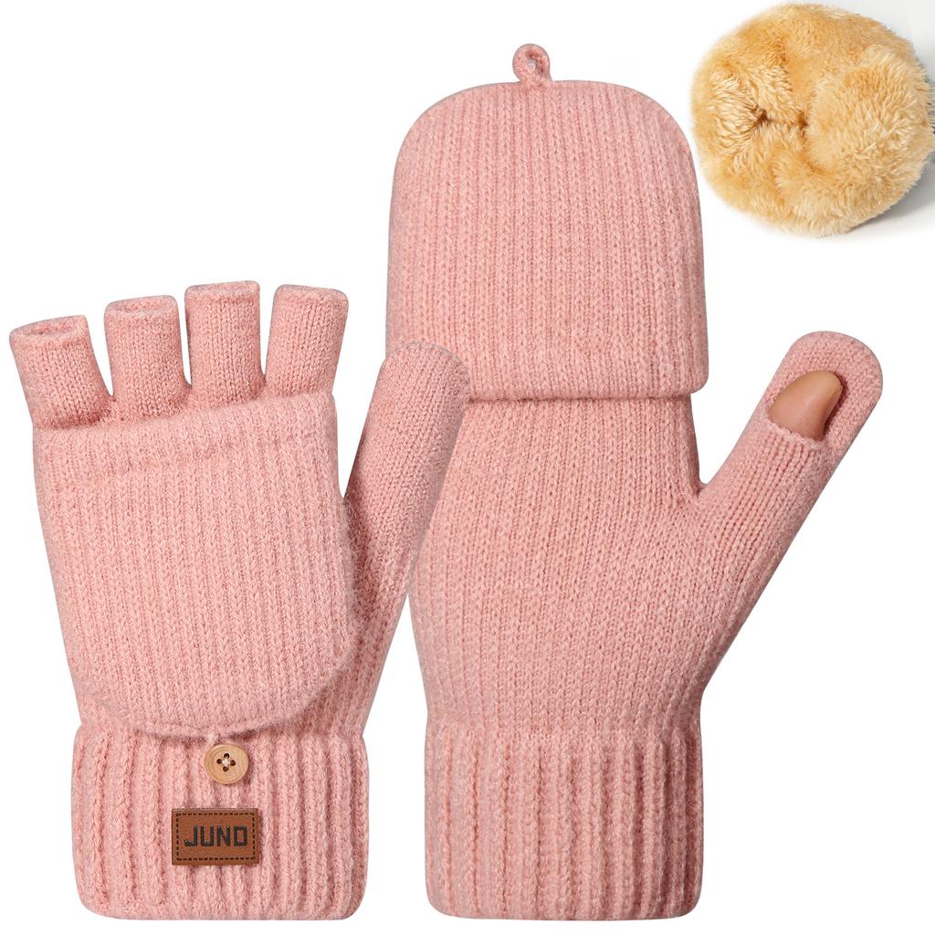Thickened Plush Fluffy Winter Knitted Gloves Men Women Flip Cover Half Finger Mittens Warm Windproof Outdoor Cycling Gloves Gift