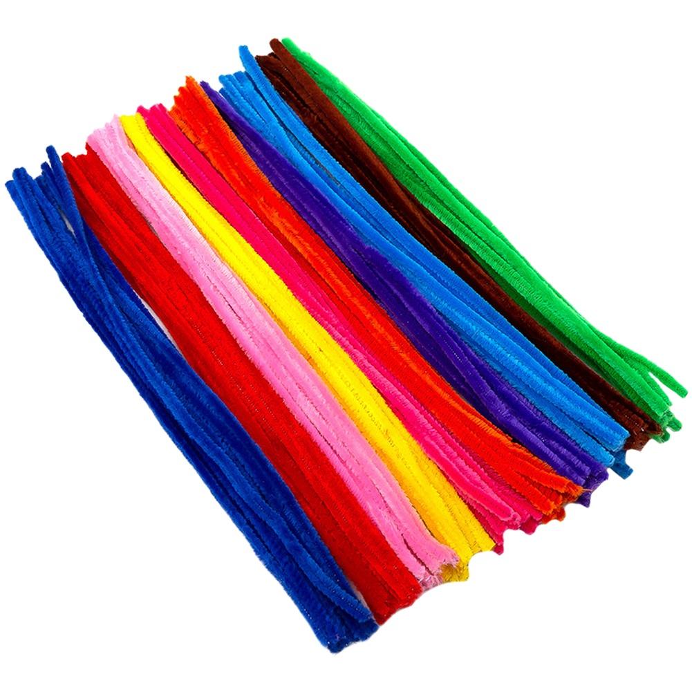 100PCS Colorful Chenille Yarn Pipe Cleaner Fluffy Rods for Children Handmade Flowers and DIY Art Craft Projects