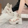 TUINANLE Women Sandals Summer High Heels Ladies Chunky Shoes Platform Wedges Sweet Zip White Sandals