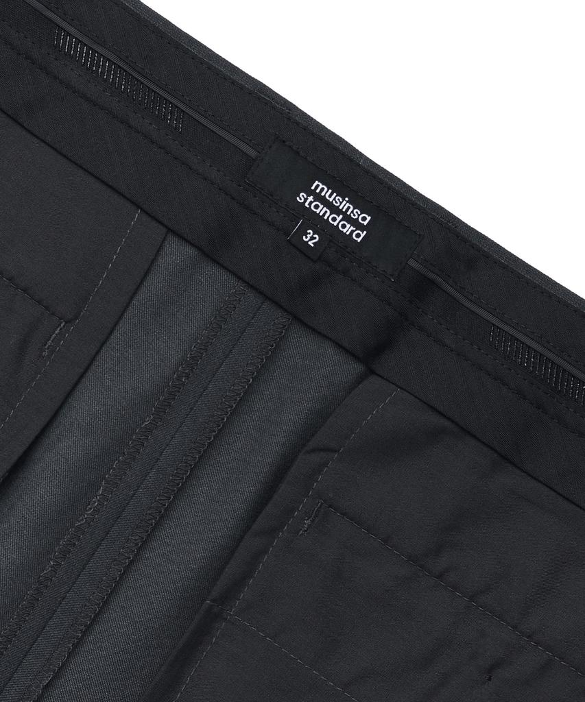 MUSINSA STANDARD Skinny Hidden Elastic Waist Crop Slacks [Gray]