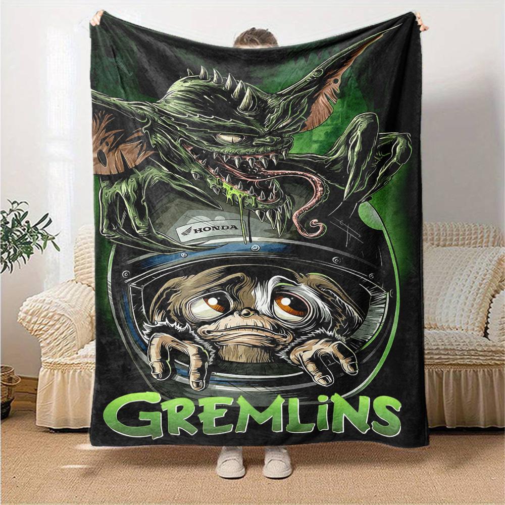1pc gremlins motorcycle Throw Blanket Soft Flannel, Cozy All Season Polyester Perfect for Home, Office