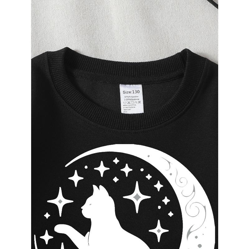 European sizes Kids' Round Neck Fashion Sweatshirt Featuring Adorable Animal Prints,  Casual Comfortable