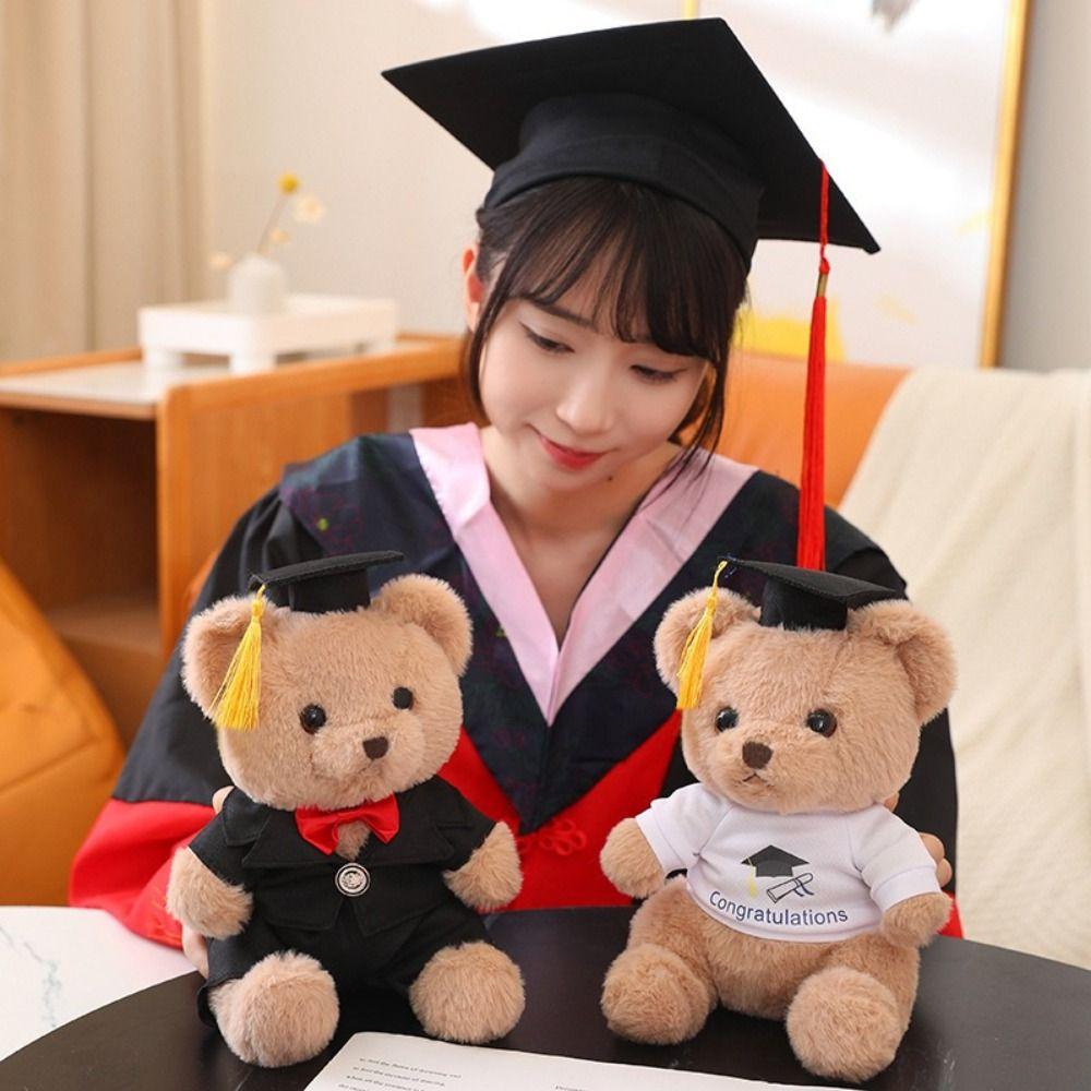 With Doctorial Hat Doctor Cap Graduation Bear Doll Sitting Bear Plush Toys  Party Favors