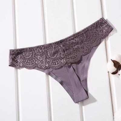 Calcinha fio dental feminina de seda gelada sem costura, confortável, de cintura baixa, transparente, de renda, estilo japonês, sexy, calcinha de biquíni feminina
