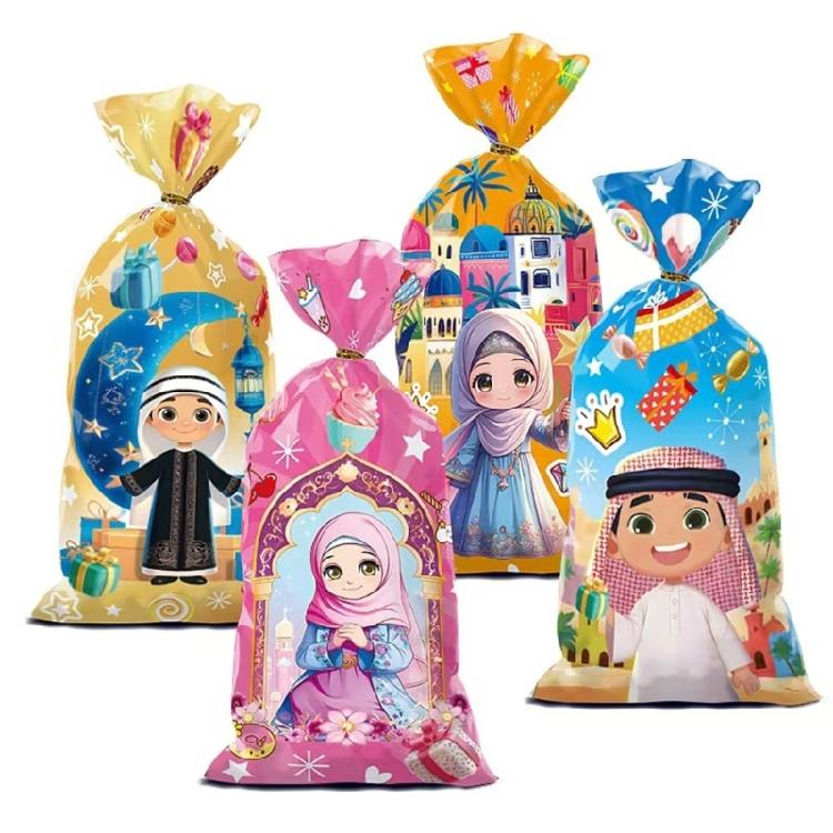 50Pieces Arabic Party Charm Bags Eid Celebration Bag Snack Bags Small Treat Bags Perfect for Storaging Treats and Gifts