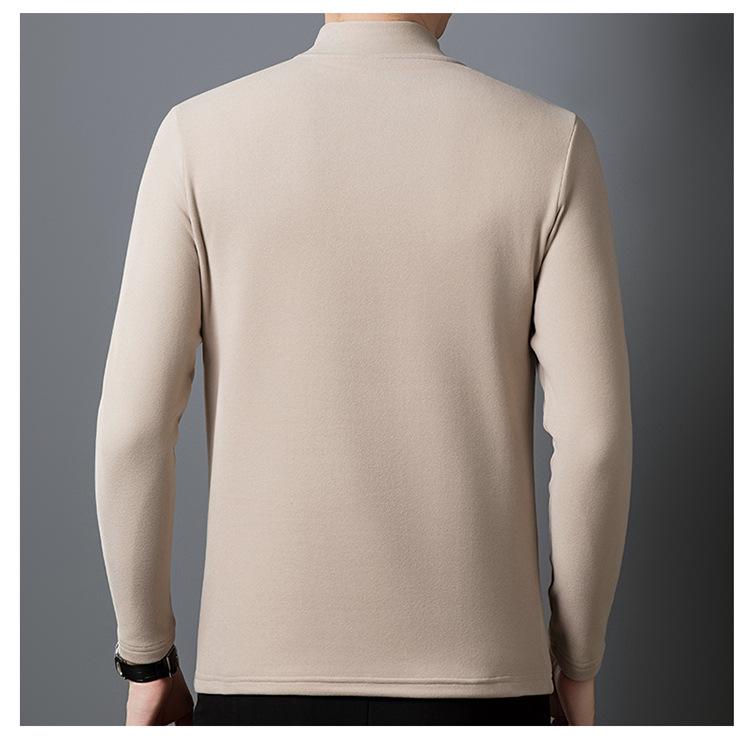 2025 Men's Silk-Wool Velvet Base Layer Sweatshirt: New Style, Half-High Collar, Thickened Inner Wear