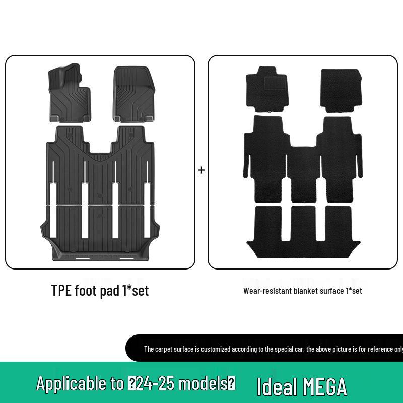 Eco-Friendly TPE Floor Mats for 2024-2025 Li Auto MEGA Car, Vehicle-Specific and Trunk Mats.