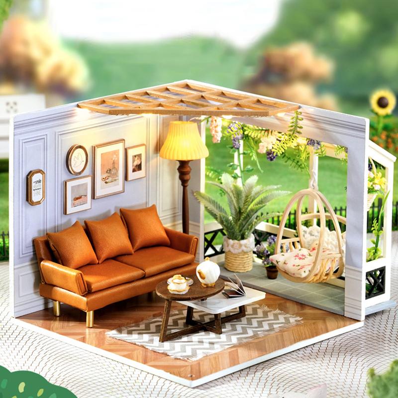 Wooden Mini Miniature Doll House DIY Small House Kit Production Room Princess Toys Home Bedroom Decoration with Furniture Gifts