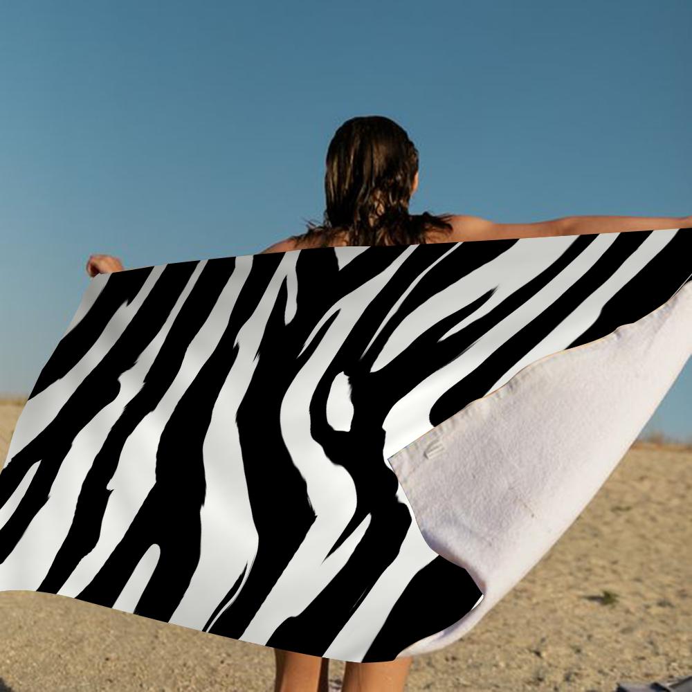 Asciugamano da Spiaggia Nuoto Stampa Zebra Bianca Nera Anime Asciugamano Morbido Assorbente Lavetta Regali per Bambini Viaggio Campeggio Palestra