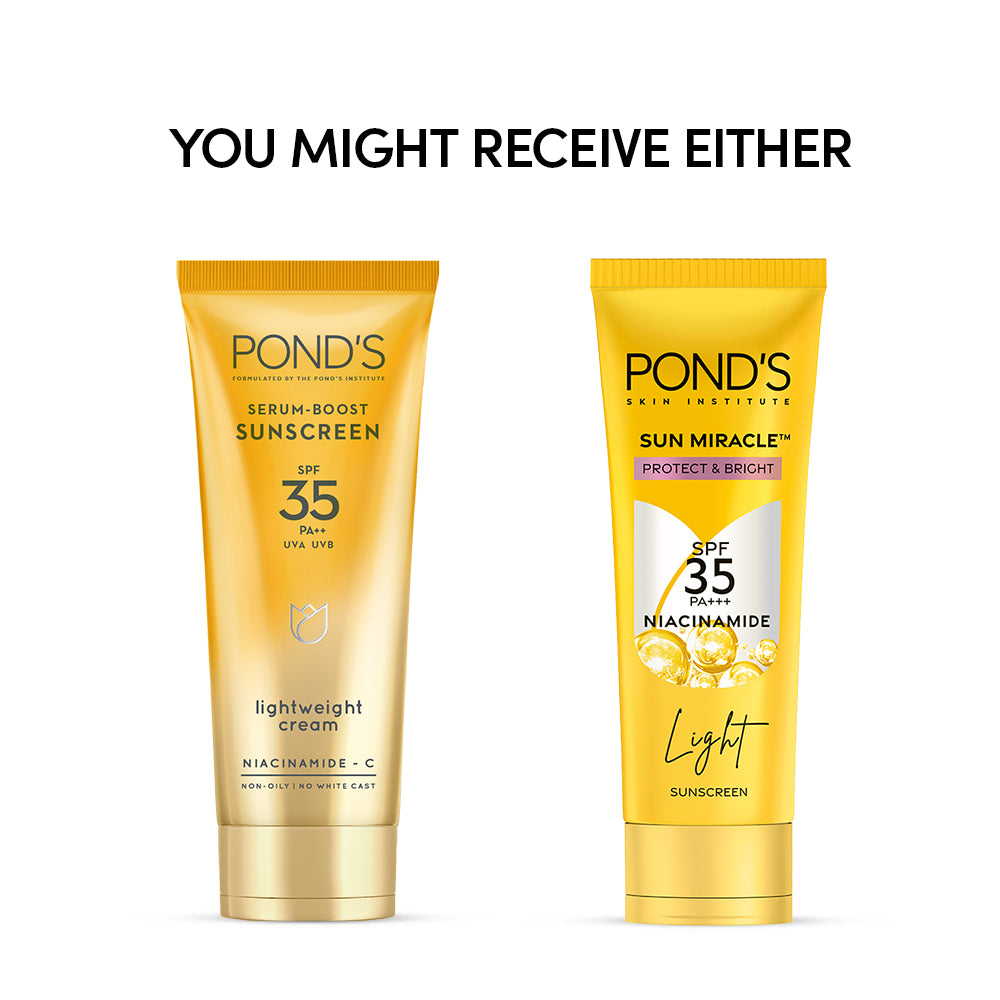 Pond’s Sun Miracle SPF 35 PA+++ Sunscreen 50g – Brightens Skin, Fades Dark Patches, No White Cast, Lightweight & Daily Sun Protection