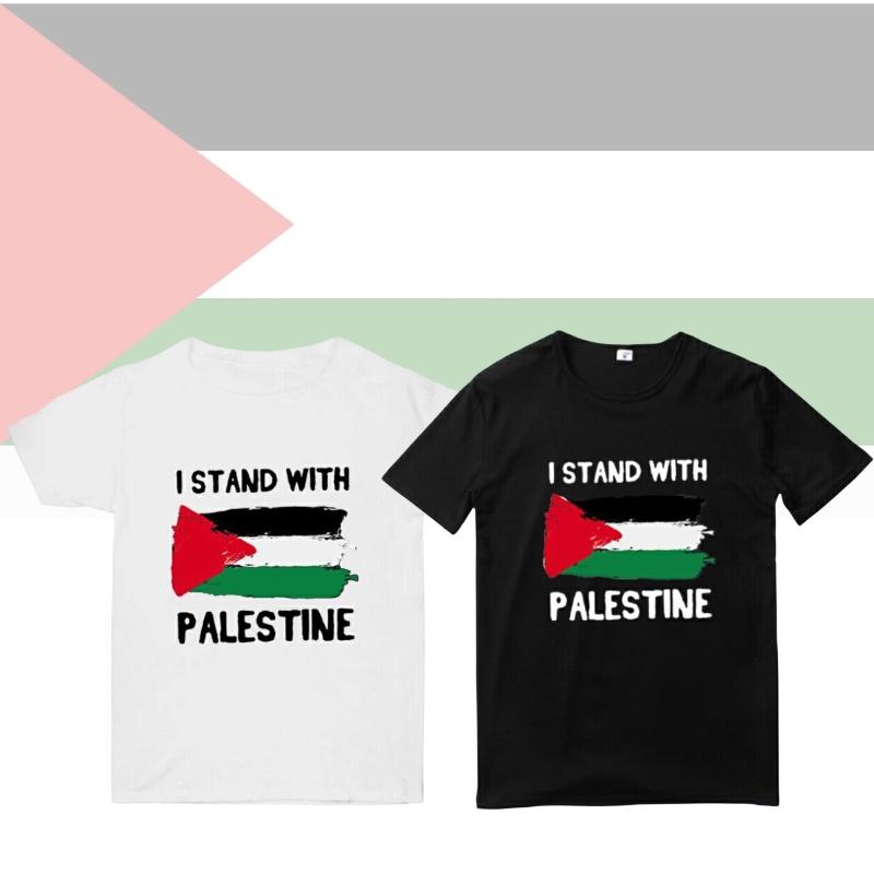 Free Palestine Men's Short Sleeve T-shirt With Round Neck Trendy Cartoon Print Polyester Fiber Teenage Style