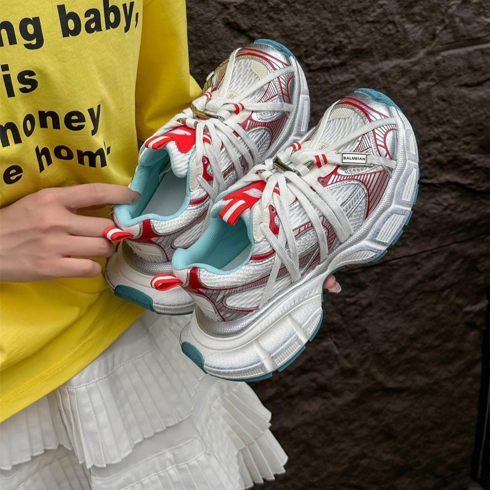 Fried Street Spider Strap Platform Daddy Shoes Women's 2025 Spring Fashion Niche Lightweight Breathable Casual Sneakers