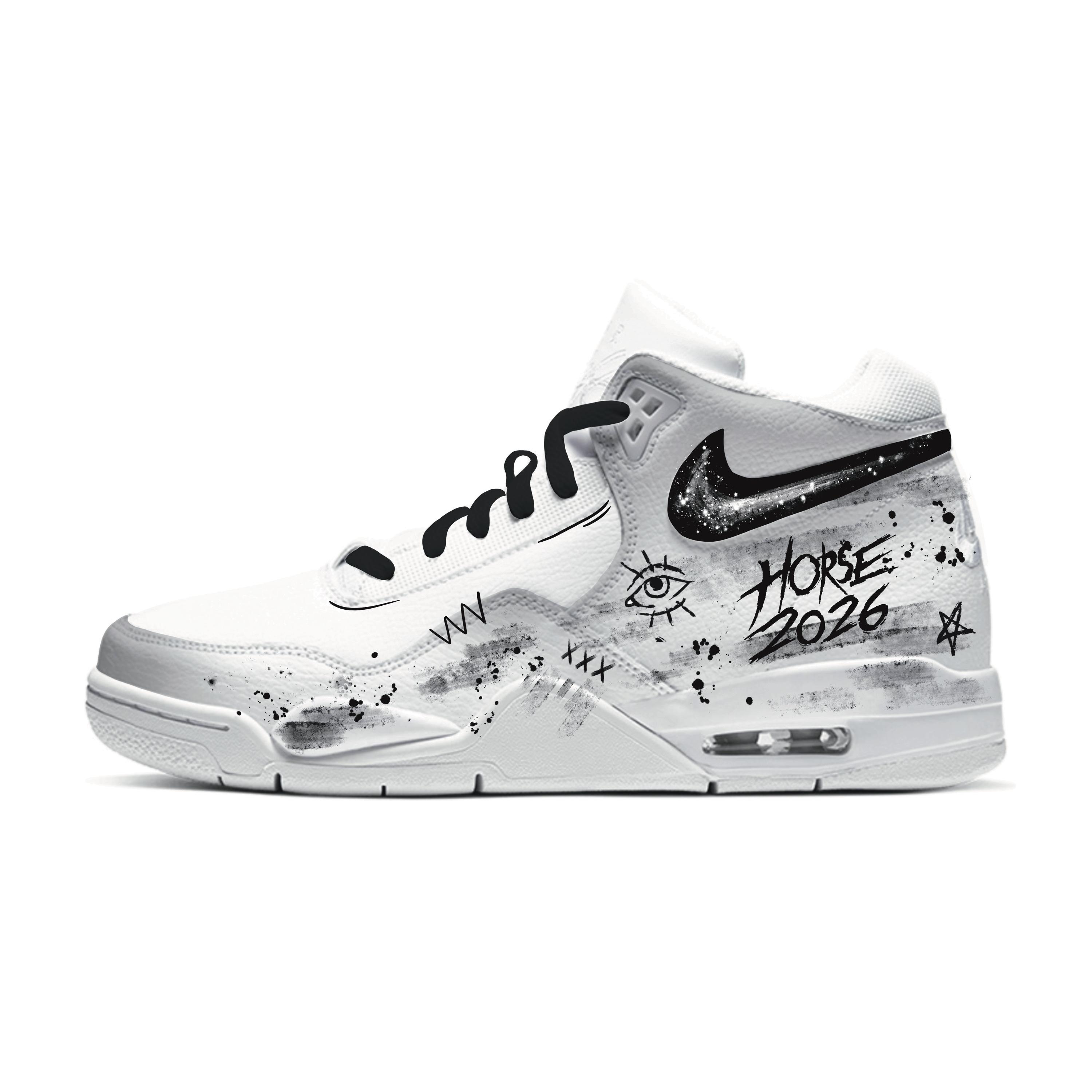 

Nike Flight Legacy Junjie 2026 Mid top Vintage Basketball Shoes Men s Black White Gray Silver BQ4212-101(Team861-2026) 41