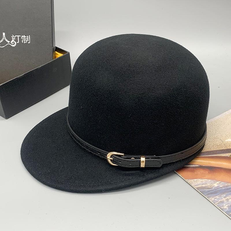 Gorro de Lã Estilo Baseball Outono Inverno Chapéu de Cavaleiro Tendência Casual Versátil Chapéu Masculino