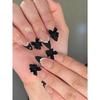24pcs Black Almond Shaped False Nails, Decorated With 3D Bowknot And Simulation Pearl Press-On Nails, Manicure Supplies