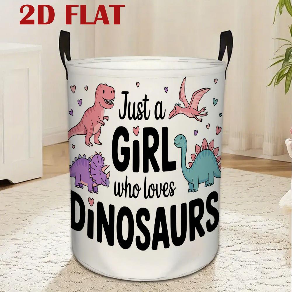 Dirty Laundry Basket Dinosaur Cartoon Pattern Laundry Hamper Polyester Storage Basket Storage Basket with Handles Portable