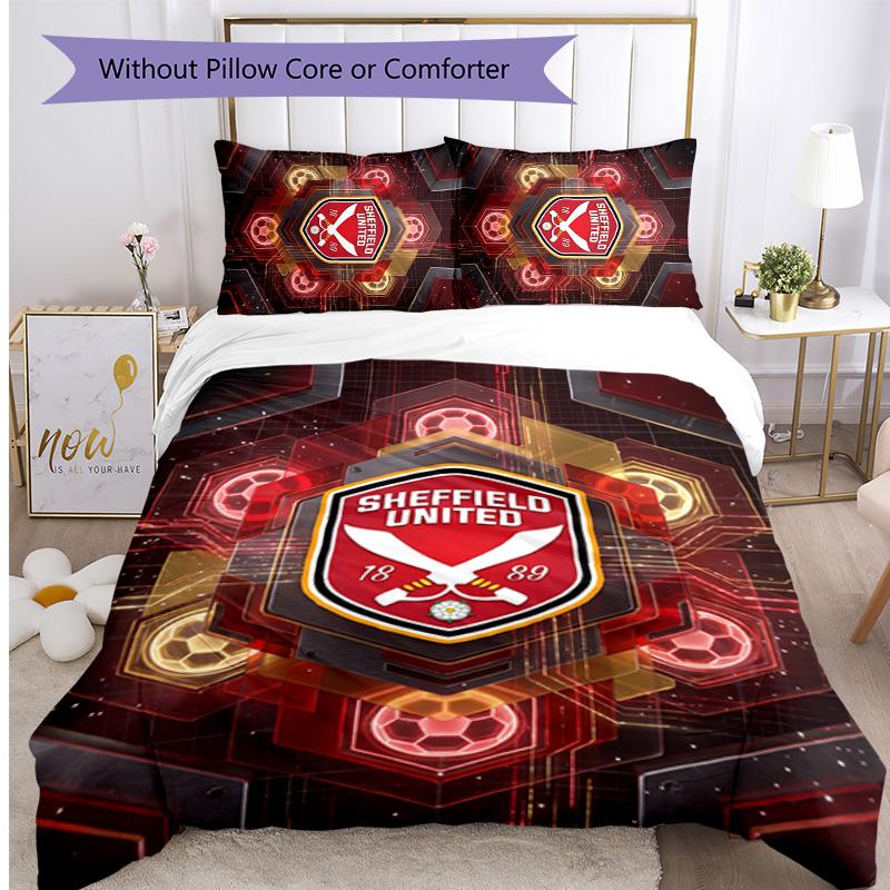Set Lenzuola Stampato Sheffield United Football 3 Pezzi, Comodo Set Copripiumino per Camera da Letto Amico della Pelle