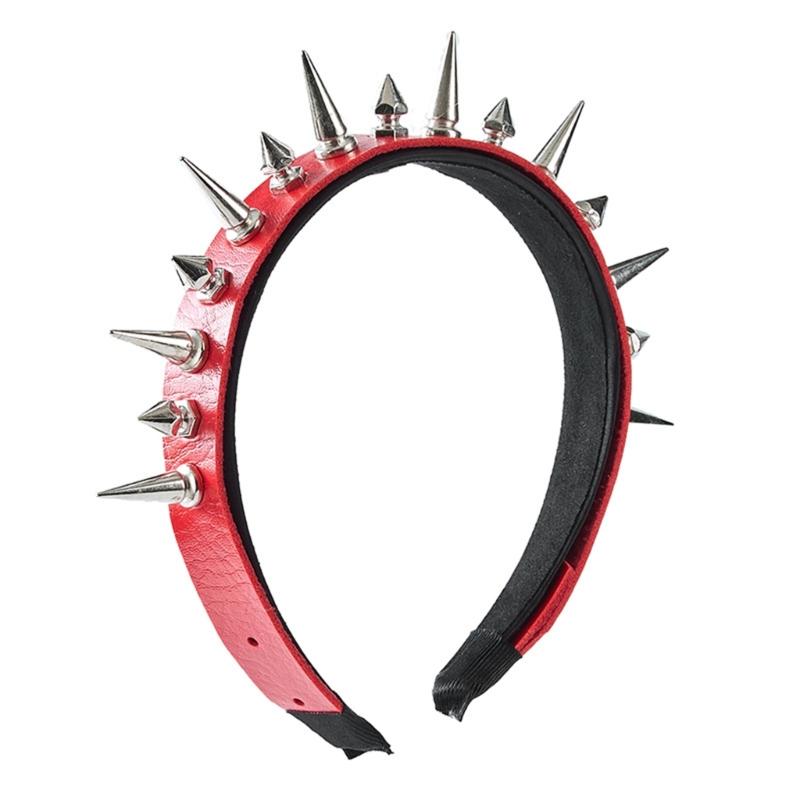 Edgy Spiked PU Headbands Unisex Punk Rock Hair Accessory For Concerts Daily Outfits
